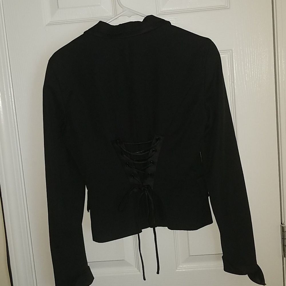 Bebe black lace-up blazer 6